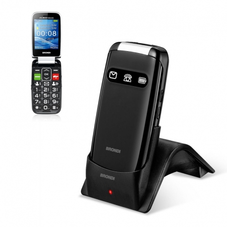 BRONDI AMICO FAVOLOSO (NERO) - TELEFONO CELLULARE PER ANZIANI - TASTO SOS - TORCIA - CONTROLLO REMOTO - ANNUNCIO VOCALE