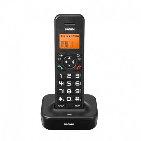 BRONDI BRAVO STAR (NERO) - TELEFONO CORDLESS SINGOLO - TASTI GRANDI - VIVAVOCE