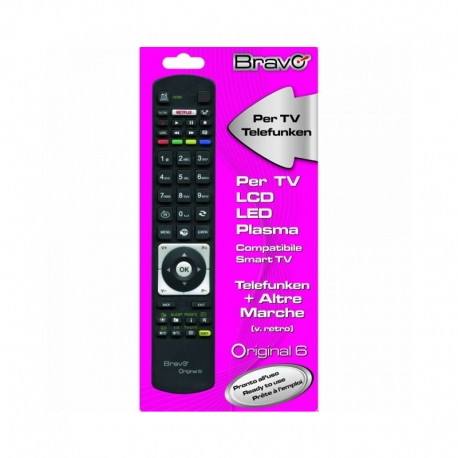 BRAVO ORIGINAL 6 (90202052) - TELECOMANDO COMPATIBILE FEDELMENTE RIPRODOTTO PER TV TELEFUNKEN (FUNZIONA ANCHE PER SHARP / VESTEL / OKI / SABA / TOSHIBA)
