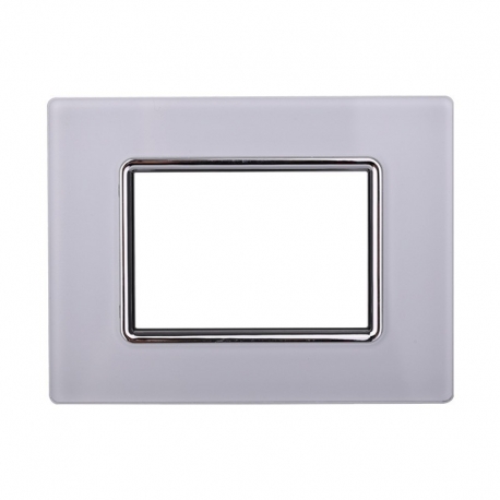 ETTROIT PLACCA IN VETRO 3 MODULI - SERIE SPACE - BIANCO (LN84301) Compatibile BTicino Living