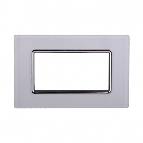 ETTROIT PLACCA IN VETRO 4 MODULI - SERIE SPACE - BIANCO (LN84401) Compatibile BTicino Living