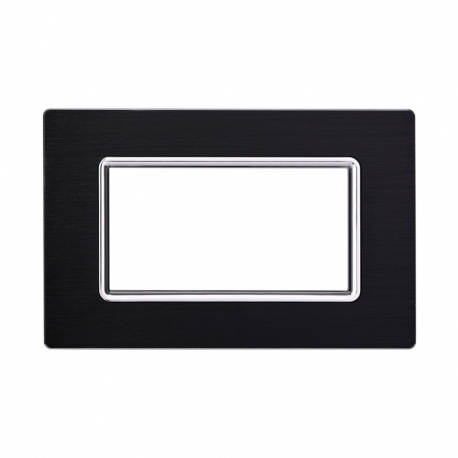 ETTROIT PLACCA IN ALLUMINIO 4 MODULI - SERIE SPACE - NERO (LN86402) Compatibile BTicino Living