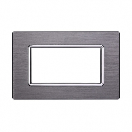 ETTROIT PLACCA IN ALLUMINIO 4 MODULI - SERIE SPACE - TITANIUM (LN86406) Compatibile BTicino Living