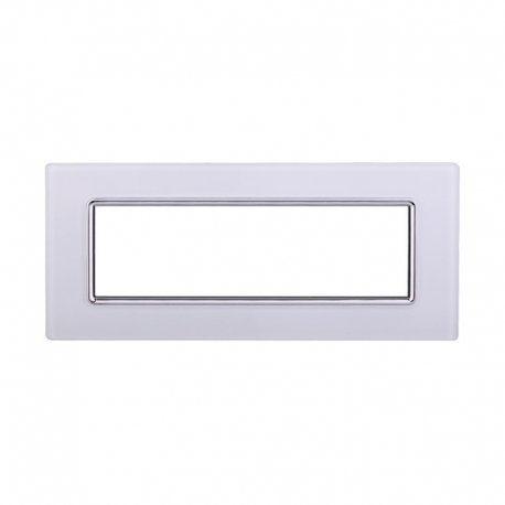 ETTROIT PLACCA IN VETRO 7 MODULI - SERIE SPACE - BIANCO (LN84701) Compatibile BTicino Living