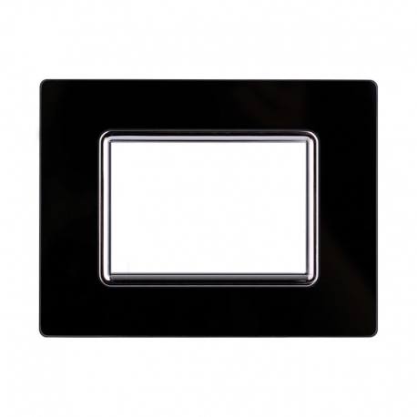 ETTROIT PLACCA IN VETRO 3 MODULI - SERIE SPACE - NERO (LN84302) Compatibile BTicino Living