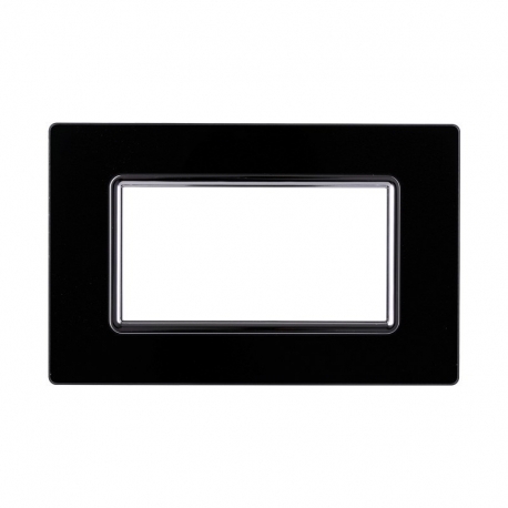 ETTROIT PLACCA IN VETRO 4 MODULI - SERIE SPACE - NERO (LN84402) Compatibile BTicino Living