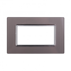 ETTROIT PLACCA IN VETRO 4 MODULI - SERIE SPACE - SILVER (LN84406) Compatibile BTicino Living