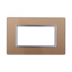 ETTROIT PLACCA IN VETRO 4 MODULI - SERIE SPACE - ORO (LN84411) Compatibile BTicino Living