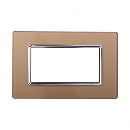 ETTROIT PLACCA IN VETRO 4 MODULI - SERIE SPACE - ORO (LN84411) Compatibile BTicino Living