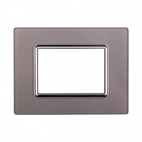 ETTROIT PLACCA IN VETRO 3 MODULI - SERIE SPACE - SILVER (LN84306) Compatibile BTicino Living