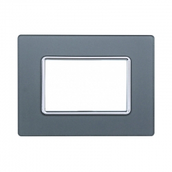 ETTROIT PLACCA IN VETRO 3 MODULI - SERIE SOLAR - SILVER (MT84306) Compatibile BTicino Matix