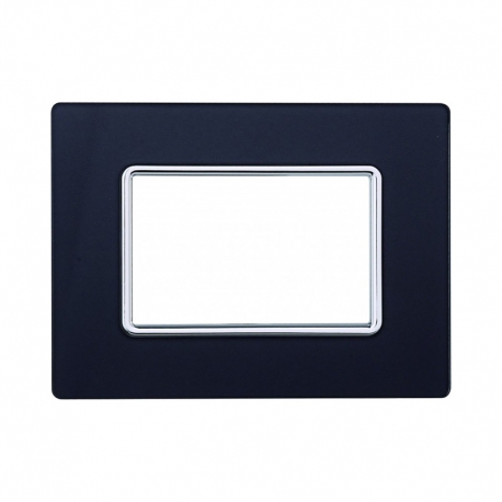 ETTROIT PLACCA IN VETRO 3 MODULI - SERIE SOLAR - ACCIAIO SCURO (MT84310) Compatibile BTicino Matix