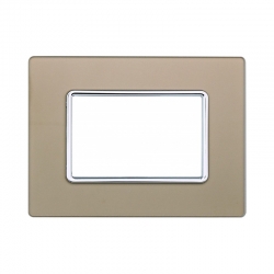 ETTROIT PLACCA IN VETRO 3 MODULI - SERIE SOLAR - ORO (MT84311) Compatibile BTicino Matix