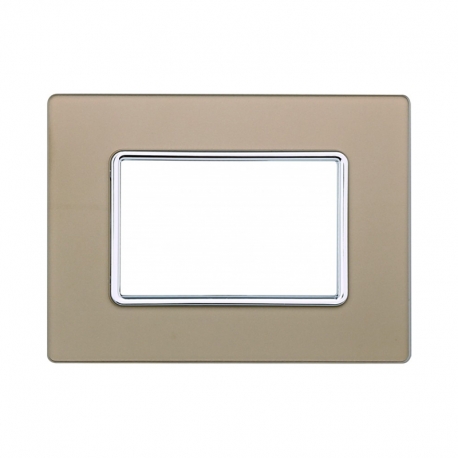 ETTROIT PLACCA IN VETRO 3 MODULI - SERIE SOLAR - ORO (MT84311) Compatibile BTicino Matix