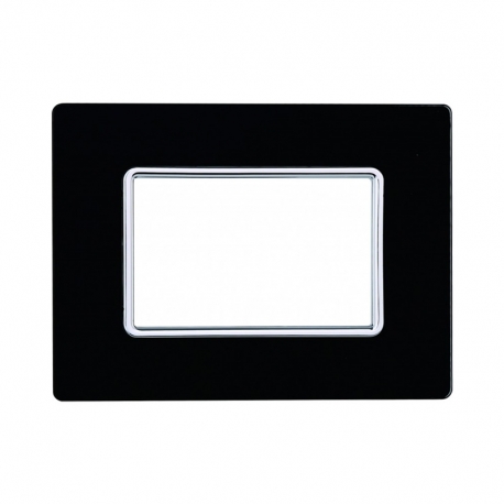ETTROIT PLACCA IN VETRO 3 MODULI - SERIE SOLAR - NERO (MT84302) Compatibile BTicino Matix