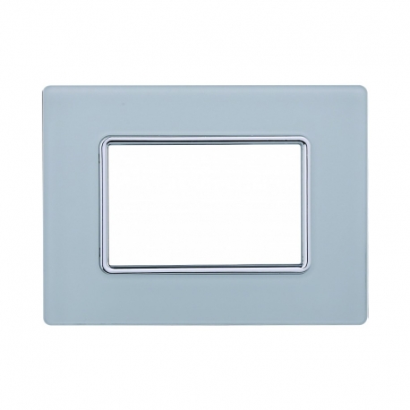 ETTROIT PLACCA IN VETRO 3 MODULI - SERIE SOLAR - BIANCO (MT84301) Compatibile BTicino Matix