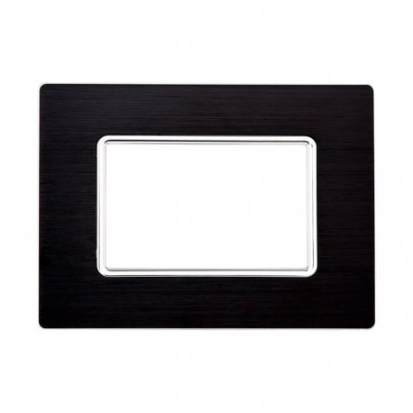 ETTROIT PLACCA IN ALLUMINIO 3 MODULI - SERIE SOLAR - NERO (MT86302) Compatibile BTicino Matix