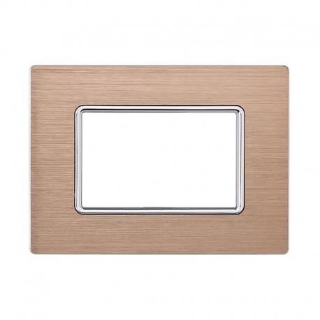 ETTROIT PLACCA IN ALLUMINIO 3 MODULI - SERIE SOLAR - ORO (MT86311) Compatibile BTicino Matix