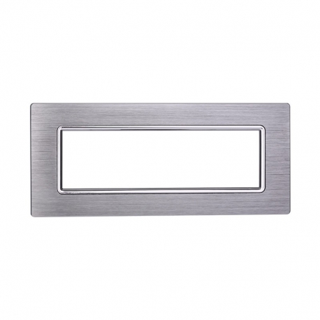 ETTROIT PLACCA IN ALLUMINIO 7 MODULI - SERIE SPACE - SILVER SPAZZOLATO (LN86717) Compatibile BTicino Living