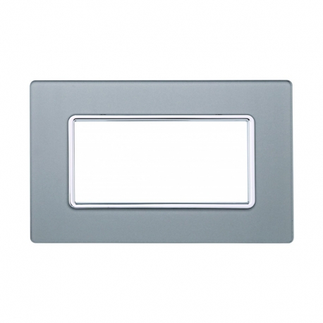 ETTROIT PLACCA IN VETRO 4 MODULI - SERIE SOLAR - SILVER (MT84406) Compatibile Compatibile BTicino Matix