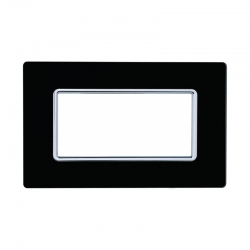 ETTROIT PLACCA IN VETRO 4 MODULI - SERIE SOLAR - NERO (MT84402) Compatibile BTicino Matix