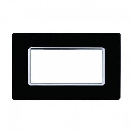 ETTROIT PLACCA IN VETRO 4 MODULI - SERIE SOLAR - NERO (MT84402) Compatibile BTicino Matix