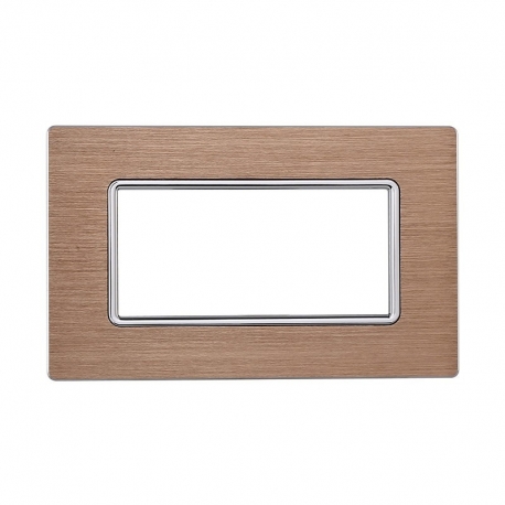 ETTROIT PLACCA IN ALLUMINIO 4 MODULI - SERIE SOLAR - ORO (MT86411) Compatibile BTicino Matix