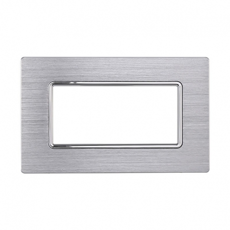 ETTROIT PLACCA IN ALLUMINIO 4 MODULI - SERIE SOLAR - ARGENTO LUCIDO (MT86417) Compatibile BTicino Matix