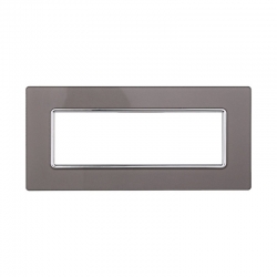 ETTROIT PLACCA IN VETRO 6 MODULI - SERIE SOLAR - ARGENTO (MT84606) Compatibile BTicino Matix