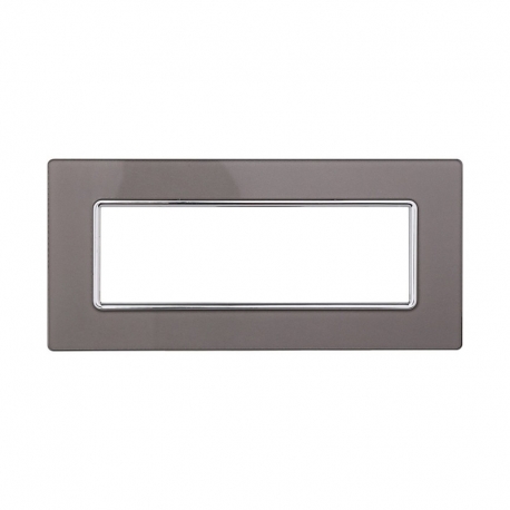 ETTROIT PLACCA IN VETRO 6 MODULI - SERIE SOLAR - ARGENTO (MT84606) Compatibile BTicino Matix