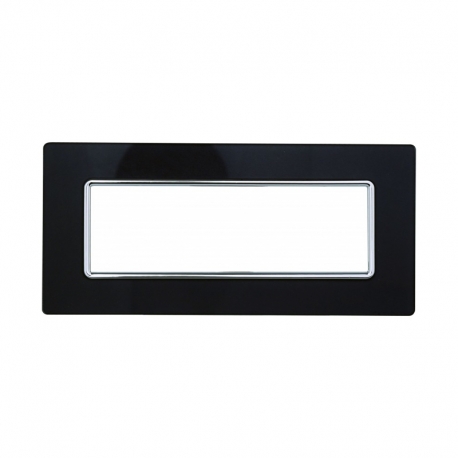 ETTROIT PLACCA IN VETRO 6 MODULI - SERIE SOLAR - NERO (MT84602) Compatibile BTicino Matix