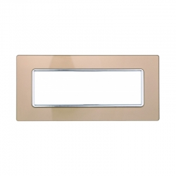 ETTROIT PLACCA IN VETRO 6 MODULI - SERIE SOLAR - ORO (MT84611) Compatibile BTicino Matix