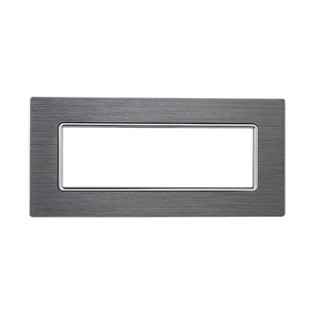 ETTROIT PLACCA IN ALLUMINIO 6 MODULI - SERIE SOLAR - ARGENTO (MT86606) Compatibile BTicino Matix