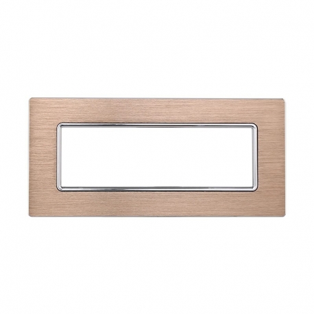 ETTROIT PLACCA IN ALLUMINIO 6 MODULI - SERIE SOLAR - ORO (MT86611) Compatibile BTicino Matix