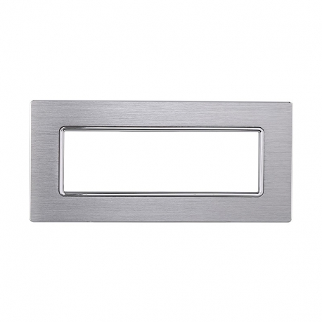 ETTROIT PLACCA IN ALLUMINIO 6 MODULI - SERIE SOLAR - ARGENTO LUCIDO (MT86617) Compatibile BTicino Matix