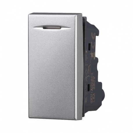 ETTROIT DEVIATORE UNIPOLARE BASCULANTE 16A - SERIE MOON - GRIGIO (AG0801) Compatibile BTicino Axolute