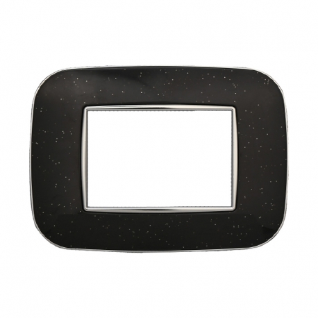 ETTROIT PLACCA ORBIS 3 MODULI - SERIE MOON - NERO BRILLANTE (AN91324) Compatibile ABB Axolute