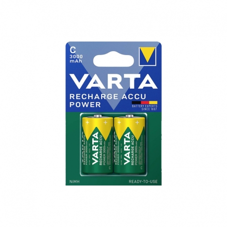 BLISTER 2 BATTERIE RICARICABILI VARTA 1/2 Torcia (C) NI-MH 3000mAh 1.2V