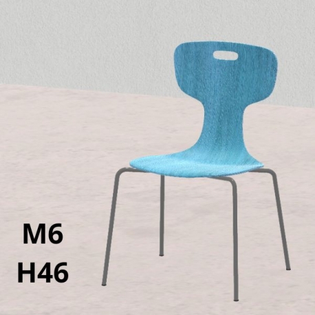 SEDIA GIGLIO Wood blu H 46cm, scocca legno, gambe grigie  SD.FLEXW.4GF.M6GC.BL