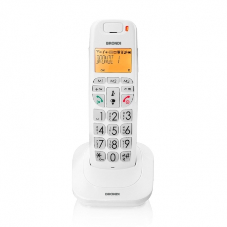 BRONDI BRAVO BRIGHT (BIANCO) - TELEFONO CORDLESS SINGOLO - AUDIO AMPLIFICATO - VIVAVOCE
