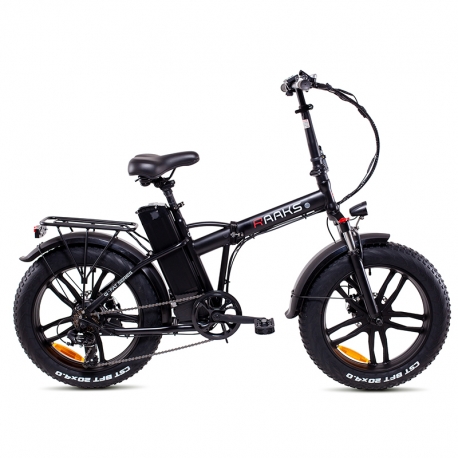 RAAKS BY F.LLI SCHIANO (BIC950) FOLDING FAT E-BIKE (NERO) - BICICLETTA ELETTRICA - RUOTE 20""X4"" - MOTORE 250W - BATTERIA  36V 10.5AH - CAMBIO SHIMANO 7 RAPPORTI - TELAIO IN ACCIAIO - CERCHI IN LEGA - DISPLAY LCD - FRENI A DISCO - AUTONOMIA FINO AD 45KM 