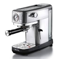 ARIETE METAL CON MANOMETRO (1381/10) - MACCHINA PER CAFFE'' ESPRESSO - POLVERE E CIALDE - 1 O 2 TAZZE -  CAPPUCCINATORE - PRESSIONE 15 BAR - 1300W 