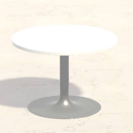 TIGLIO Forma Circolari diametro 75cm, H71,2cm, piano melamina bianco, struttura grigia T.ML.M.d75.h71.BB