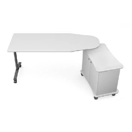 CATTEDRA MODELLO ROVERE 170x70cm h 76,5 cm, struttura con ruote e cassettiera, piano melamina bianco T.CTD.M6.M.17070.BB