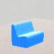 DIVANO 3 posti, similpelle e imbottitura ignifuga CL1, base 100x70cm, H40cm, densita 30kg/mc, sfoderabile con zip protetta - colore BLU