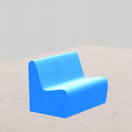 DIVANO 3 posti, similpelle e imbottitura ignifuga CL1, base 100x70cm, H40cm, densita 30kg/mc, sfoderabile con zip protetta - colore BLU