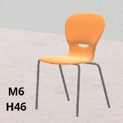 Sedia GINKGO arancione H 46,5cm, scocca polipropilene riciclato, gambe grigie  SD.GK+.4GF.M6.AR