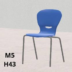 Sedia GINKGO blu H 43cm, scocca polipropilene riciclato, gambe grigie  SD.GK+.4GF.M5.BL
