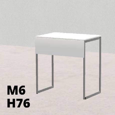 TAVOLO PINO R 50x70cm H76cm, struttura grigia con ruote, piano in melamina bianco T.TRPR.M.5070.M6rGC.BB