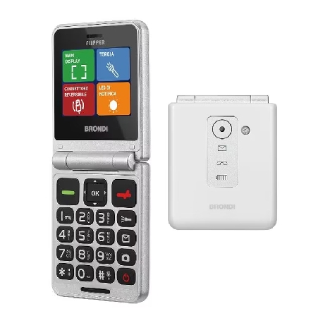 BRONDI FLIPPER (BIANCO) - TELEFONO CELLULARE - TORCIA - FOTOCAMERA